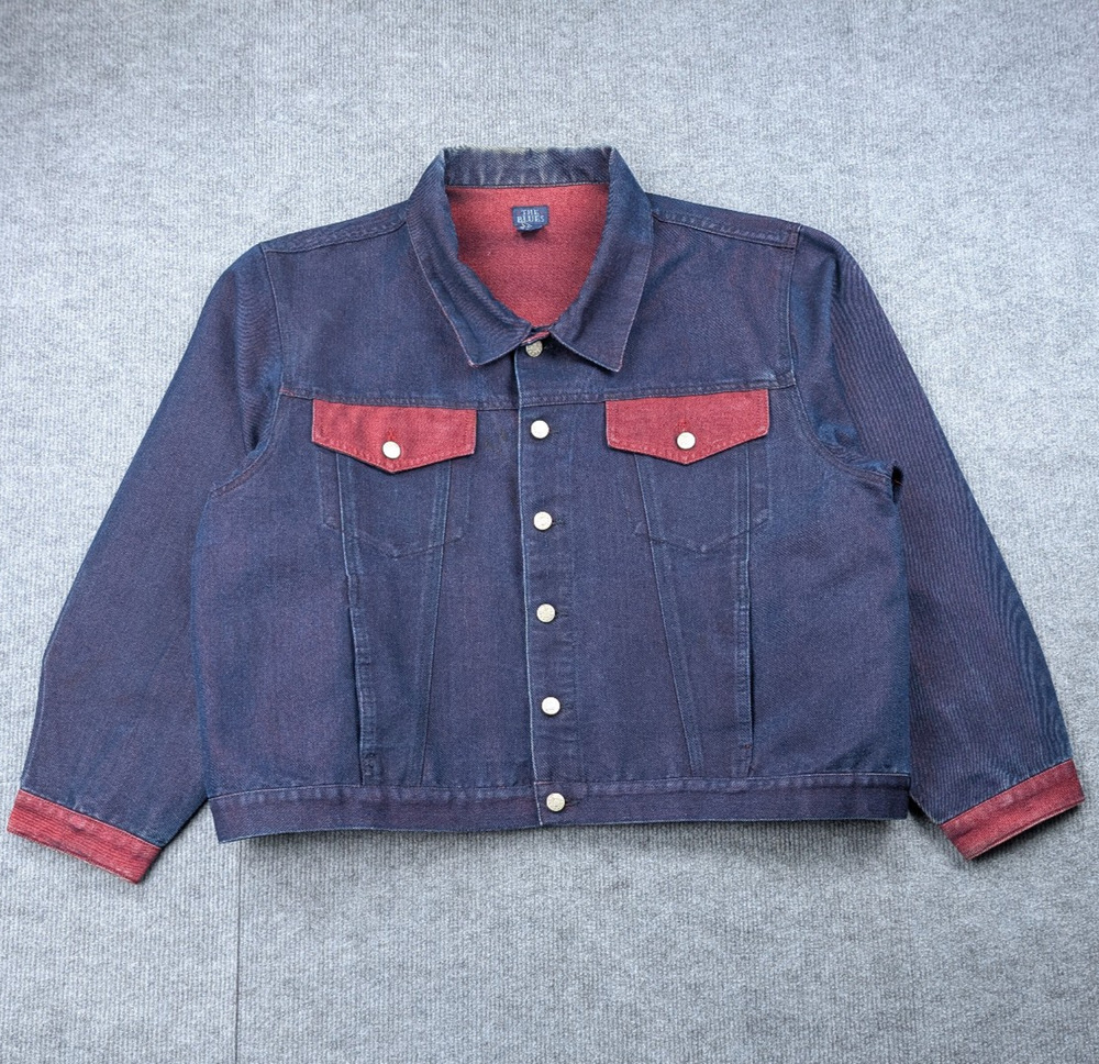 Vintage The Blues Denim Jacket Womens 3X Two Tone 90s Trucker Western Festival